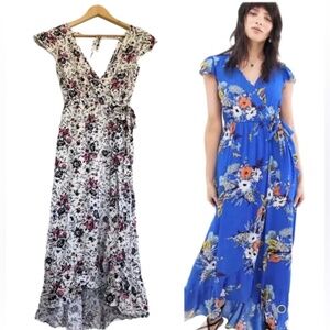 B.O.G‎ Collective Floral Wrap Maxi Dress S & M Boho
